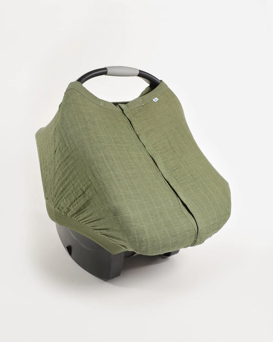 Cotton Muslin Car Seat Canopy - Fern