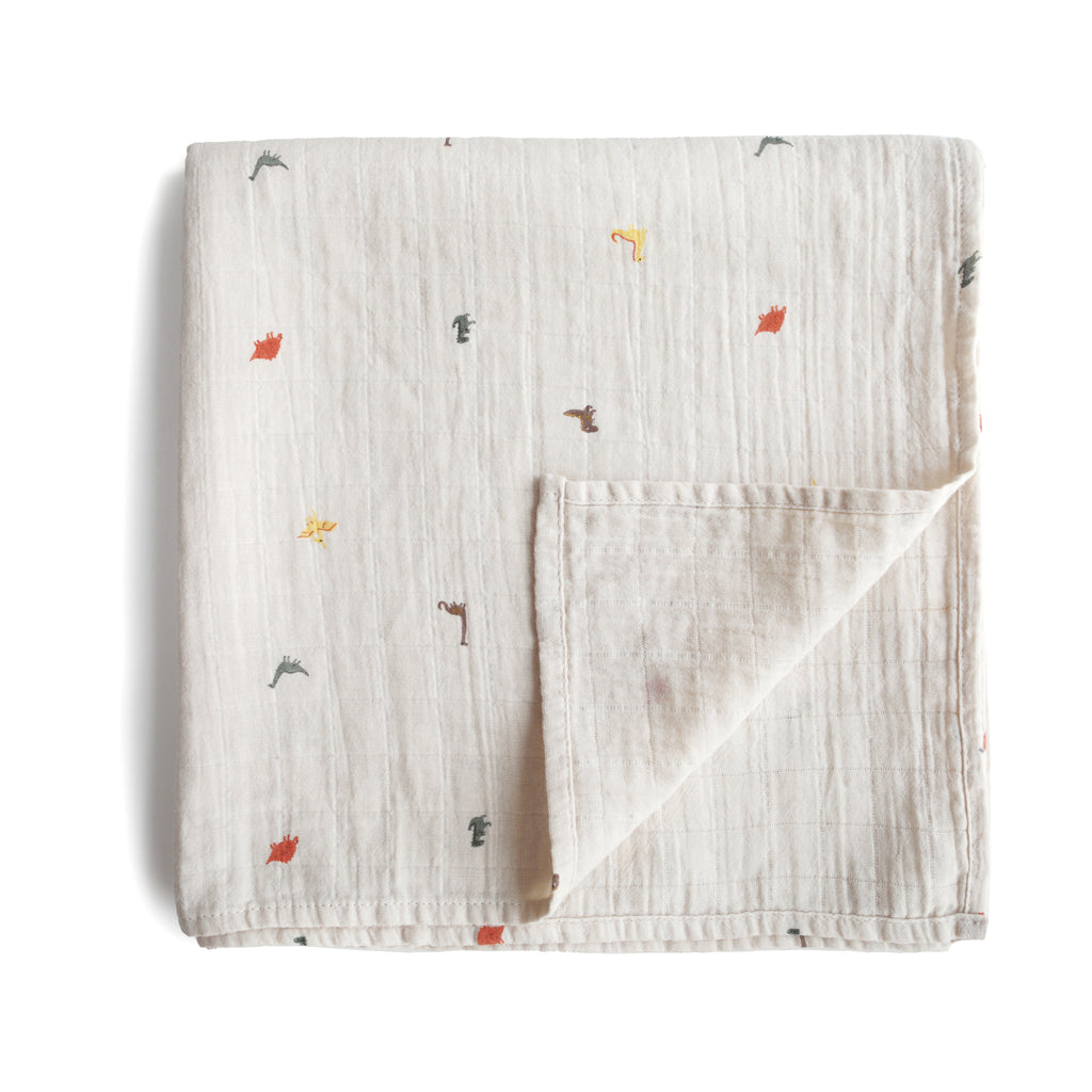 Organic Cotton Muslin Swaddle - Dinosaurs