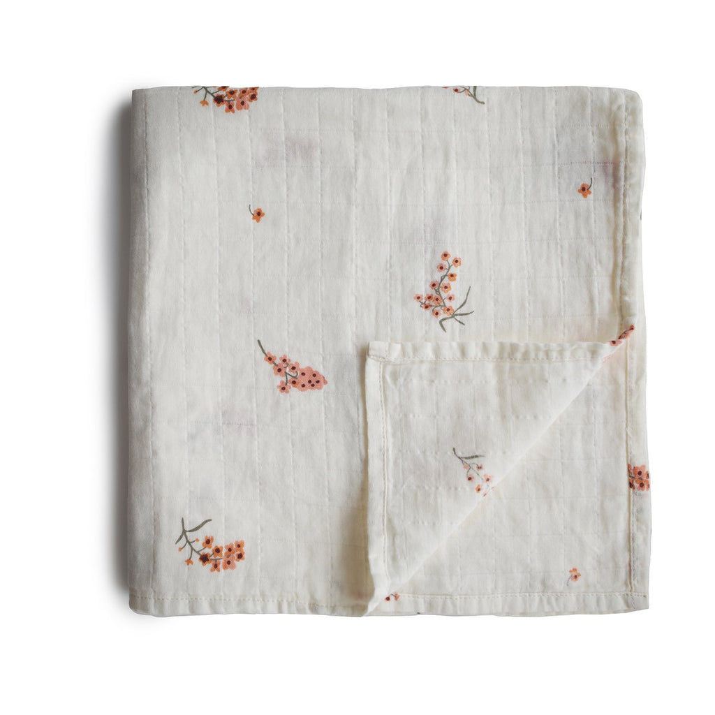Organic Cotton Muslin Swaddle - Flowers