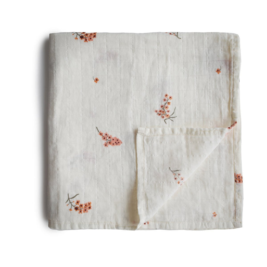 Organic Cotton Muslin Swaddle - Flowers