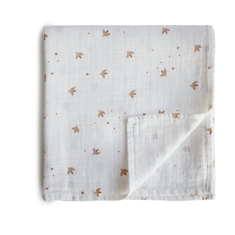 Organic Cotton Muslin Swaddle - Sparrow