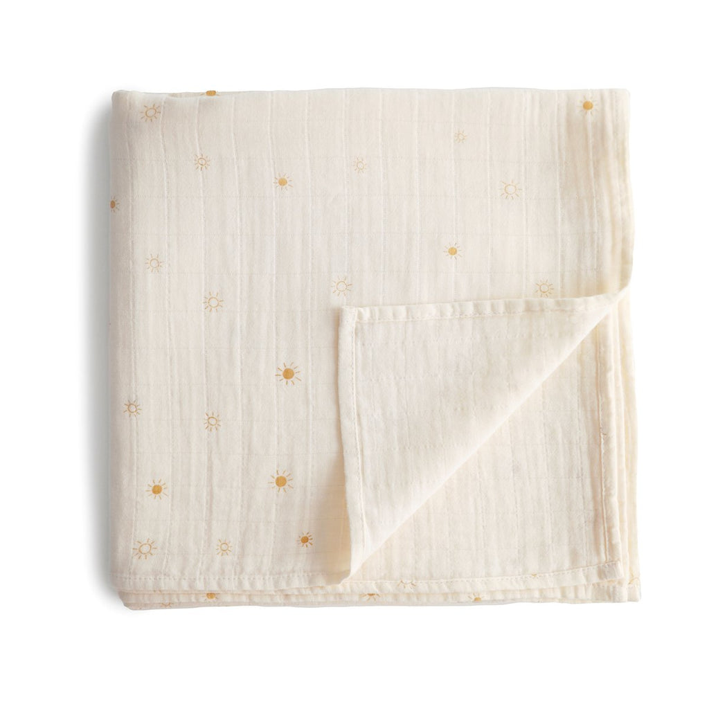 Organic Cotton Muslin Swaddle - Sun