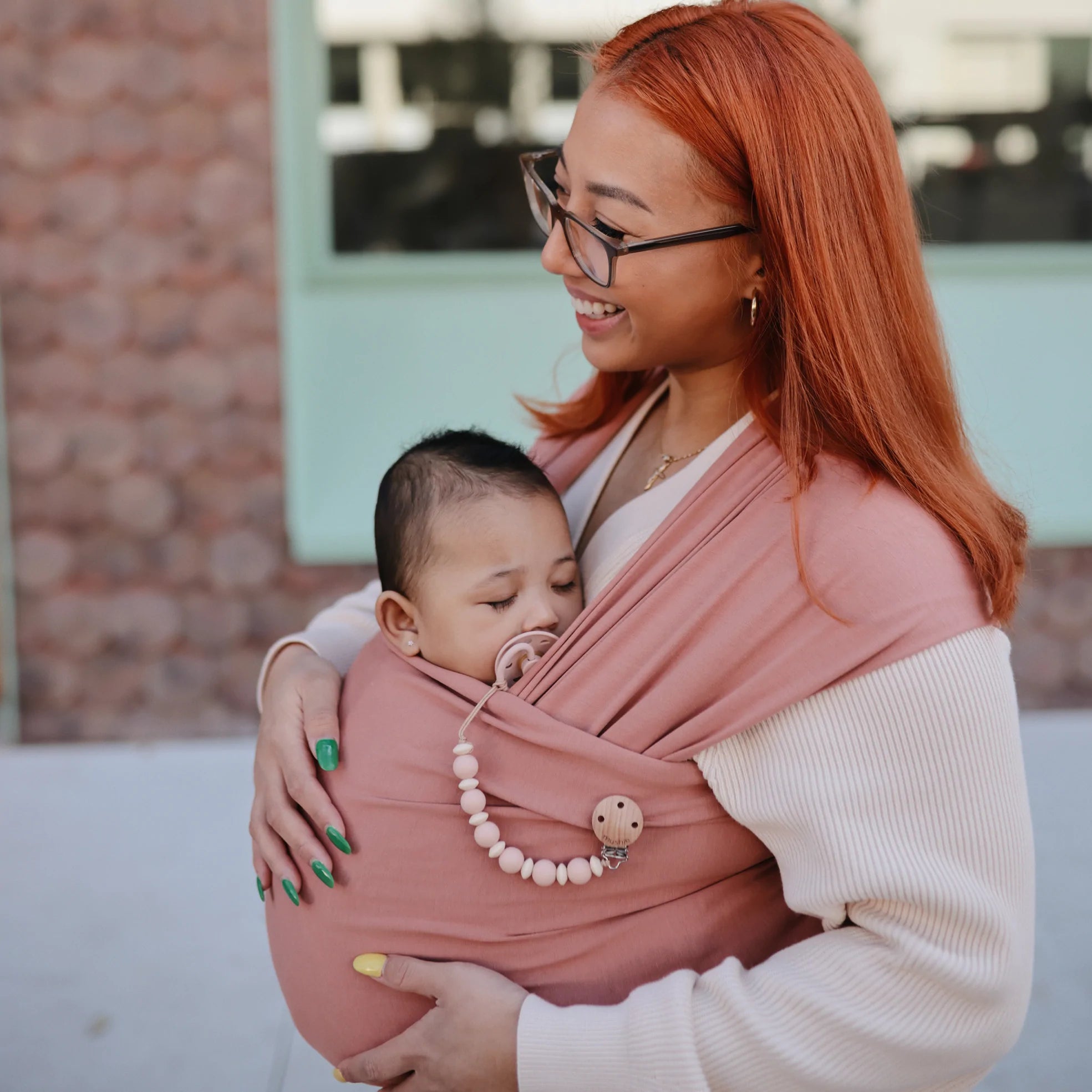 Luna Silicone Pacifier Clip - Blush