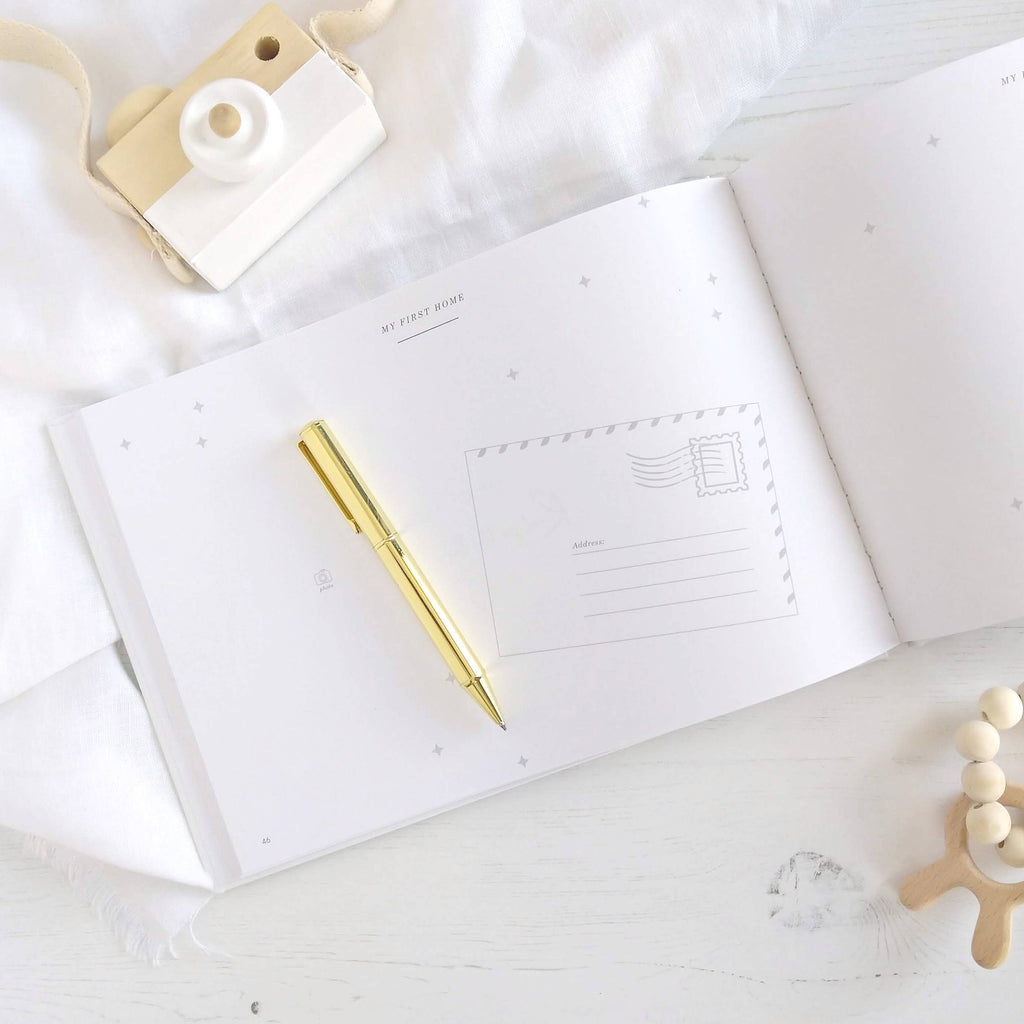 My Baby Journal, White + Gold Foil