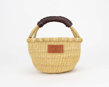 Kandiga Mini Bolga Basket - Dark Leather Handle