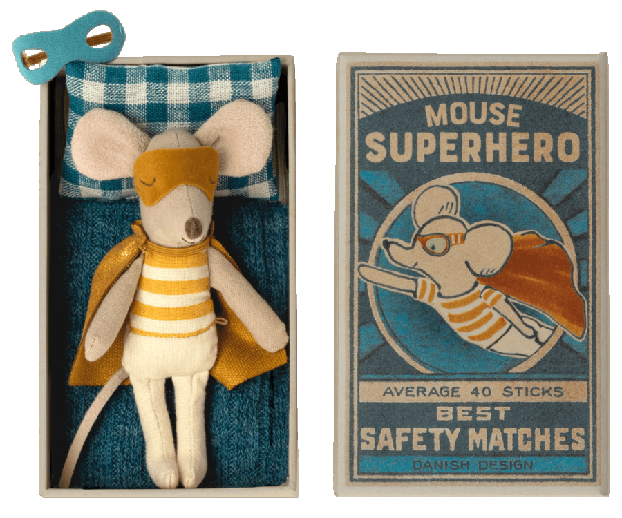Little Brother Superhero Mouse in Matchbox