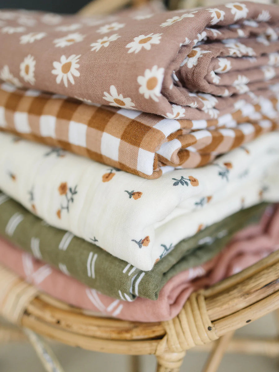 Gingham Muslin Swaddle Blanket