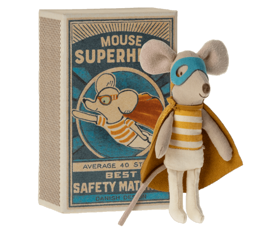 Little Brother Superhero Mouse in Matchbox